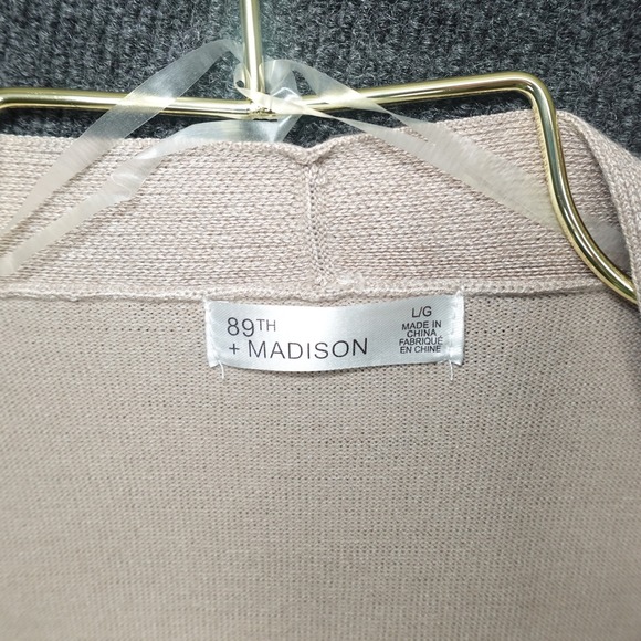 NWT 89th + Madison Cardigan Open Front Pointelle Women L Terrain Heather - Picture 2 of 8
